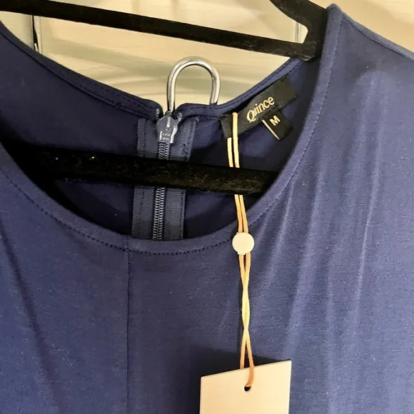 NWT Quince Navy Sleeveless Stretchy Full length Wide Leg Jumpsuit Leisure - Picture 5 of 6